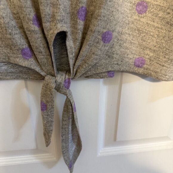 NWT Gray Sweater Purple Polkadots w/Front Tie Size Small - Picture 4 of 4